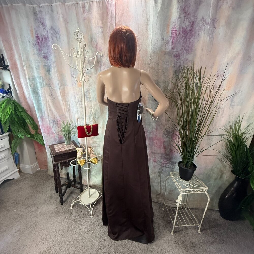 New📌Alfred Angelo Draped Bodice Crystal Beading Bridesmaid - Formal -Prom Dress - Picture 6 of 16